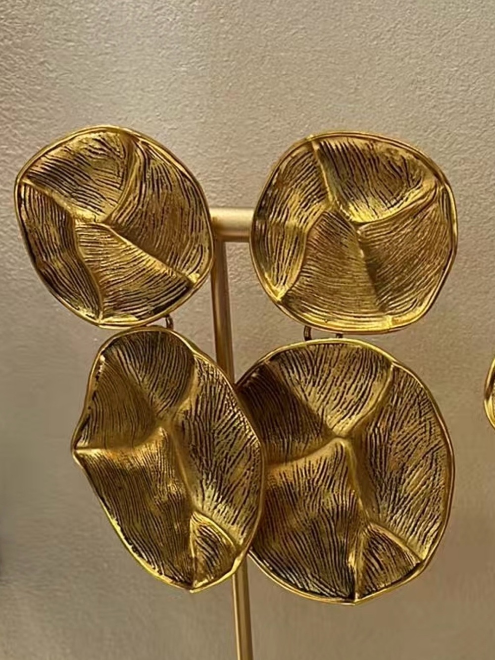 Yves Saint Laurent Gold Textured Floral Metal Accent